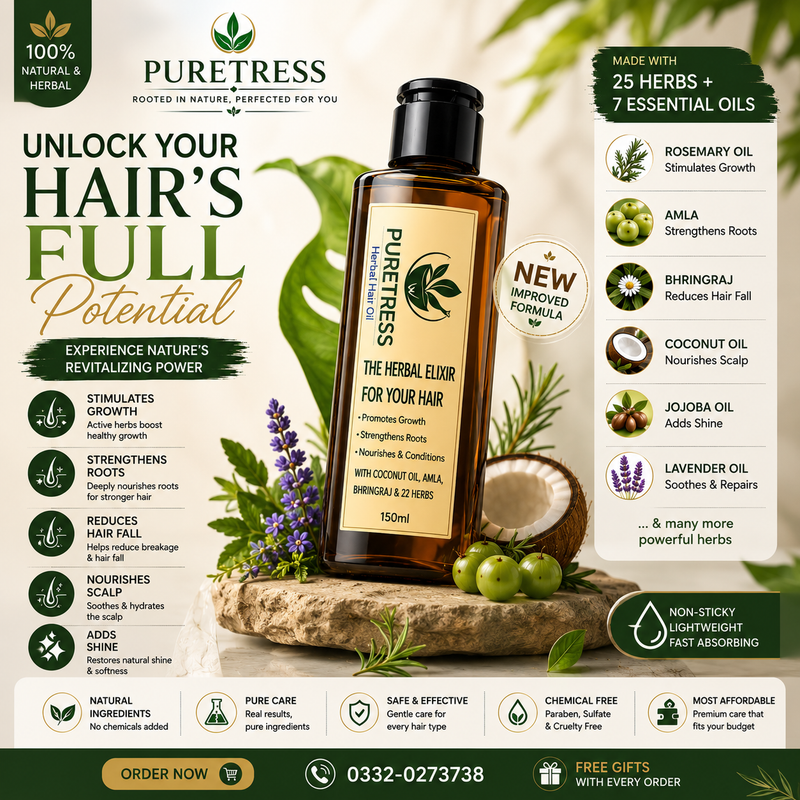 Puretress Herbal Hair Oil | Growth & Anti Hair Fall